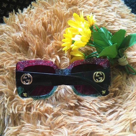 gucci red and green glitter sunglasses